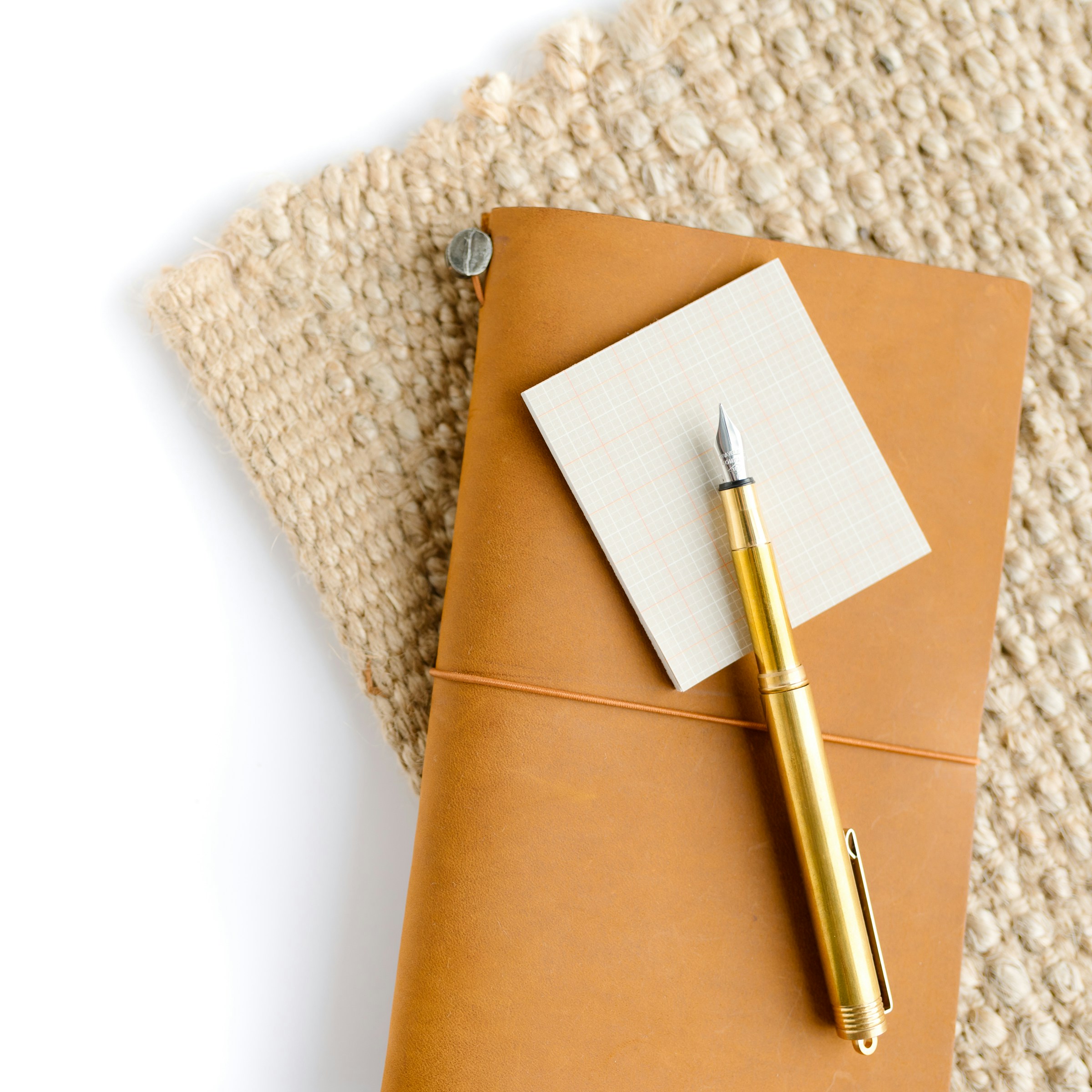 Leather notebook and pen