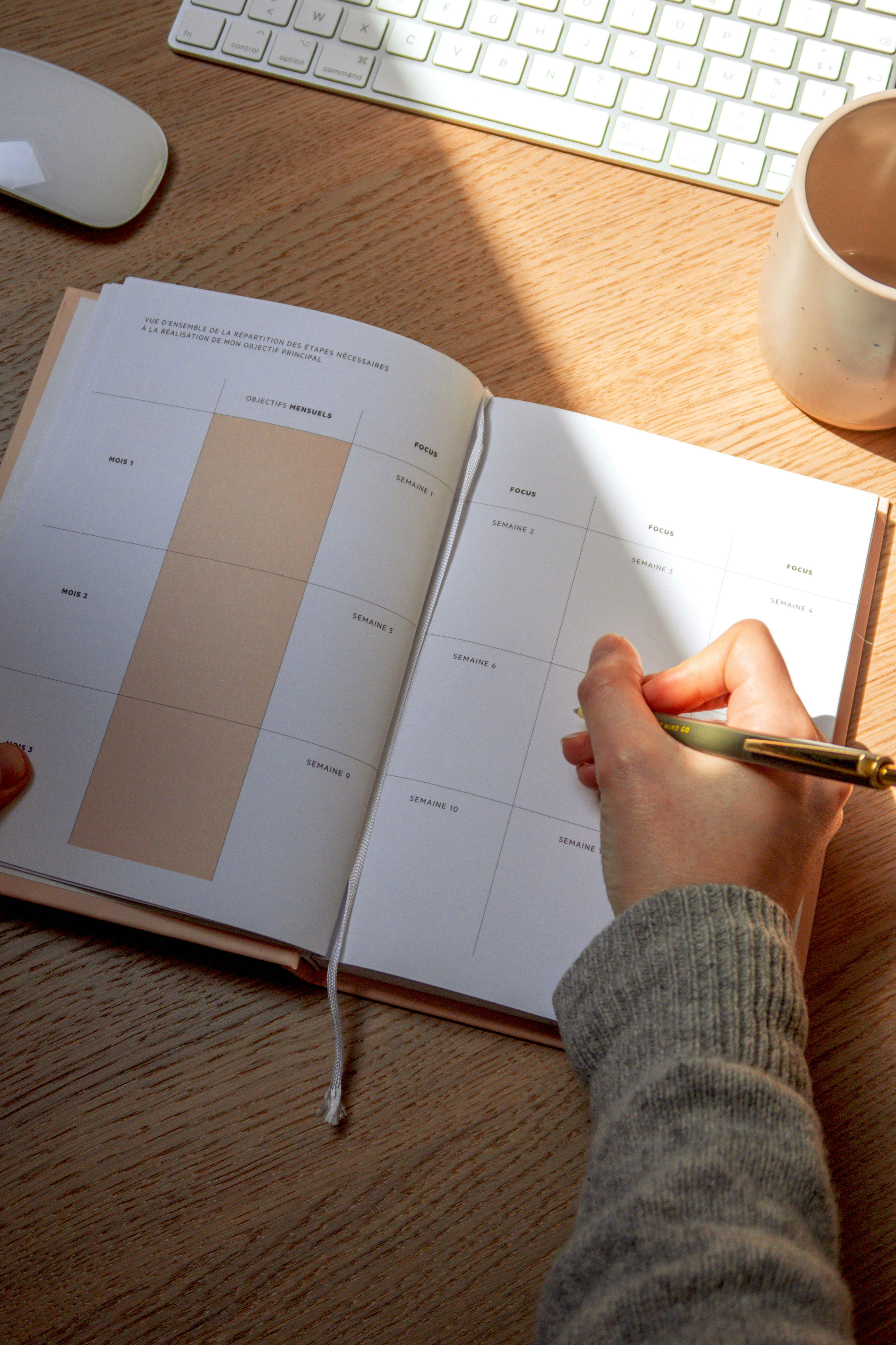 Writing in a planner